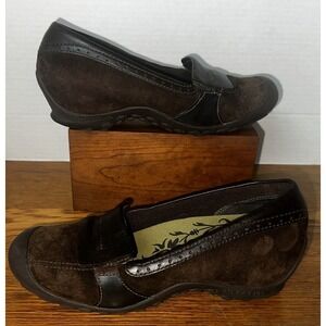 Merrell Plaza Moc Dark‎ Coffee Brown Suede & Leather Loafers Women's US Size 7.5